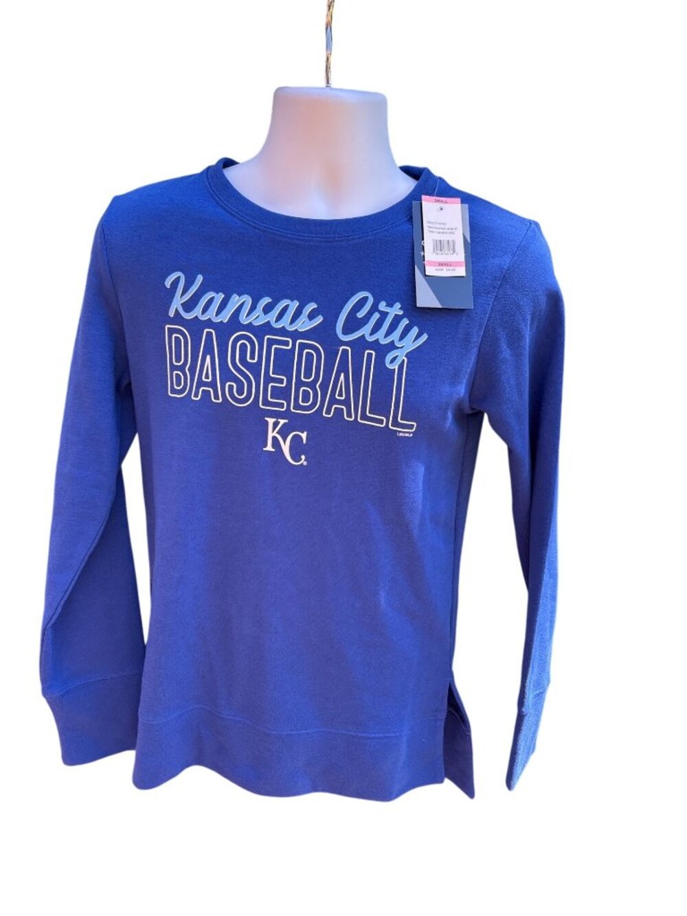 Kansas City Royals Womens Fleece Scoop Neck Lounge Shirt Small MLB Blue